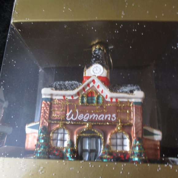 Wegman's Holiday Wegmans Glass Glitter Christmas Tree Ornament Made